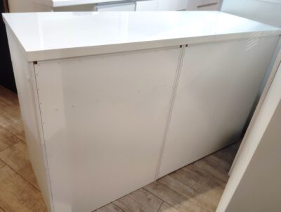 キッチン家具 キッチン収納 幅140㎝ ダストボックススペース ホワイト 鏡面仕上げ 作業台 キッチンカウンター 7