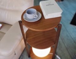 ACTUS　アクタス　サイドテーブル　NOBLE　ノーブル　3段テーブル　花台　コーヒーテーブル　北欧　モダン　シンプル　コンパクト　ディスプレイラック　ウォールナット　突板　ウォルナット　ラウンドラック　廃盤　ダークブラウン　希少　レア　リサイクルショップ　再良市場　天白　名東　昭和　千種　瑞穂　緑　日進　豊明　東郷　おススメ　オススメ お洒落　オシャレ　中古