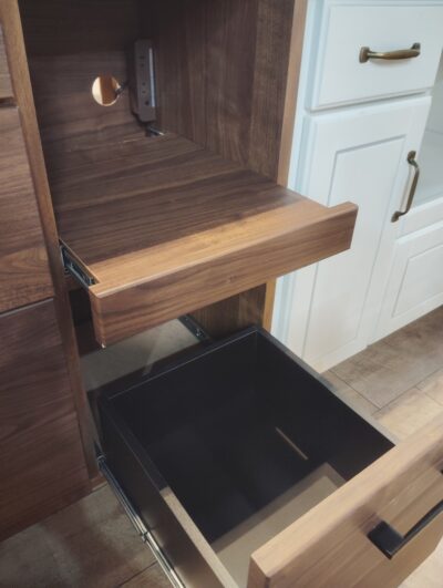 キッチン家具 ブラウン系 作業台 家電収納 木目調デザイン ステンレス天板 キッチンカウンター  5