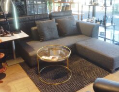 SPIGA スピガ FOXXYⅡ ホクシー2 木製脚 ファブリック グレー系 3人掛け 片側アーム オットマン付き 片肘カウチソファ