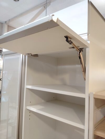 AYANO CRAFT 綾野製作所 幅100 上棚付き プッシュ扉 鏡面仕上げ ホワイト 食器棚 家電収納 レンジボード 1