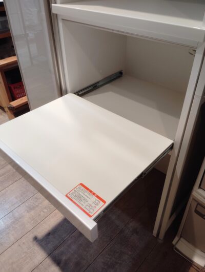 AYANO CRAFT 綾野製作所 幅100 上棚付き プッシュ扉 鏡面仕上げ ホワイト 食器棚 家電収納 レンジボード 2