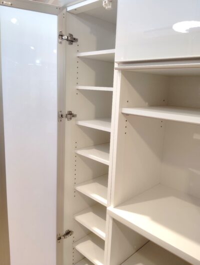 AYANO CRAFT 綾野製作所 幅100 上棚付き プッシュ扉 鏡面仕上げ ホワイト 食器棚 家電収納 レンジボード 4