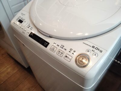 SHARP 2021年製 ES-TX8E 穴なし槽 インバーター WIDEマウス 8㎏洗 4.5㎏乾燥 縦型 8/4.5洗濯乾燥機 2