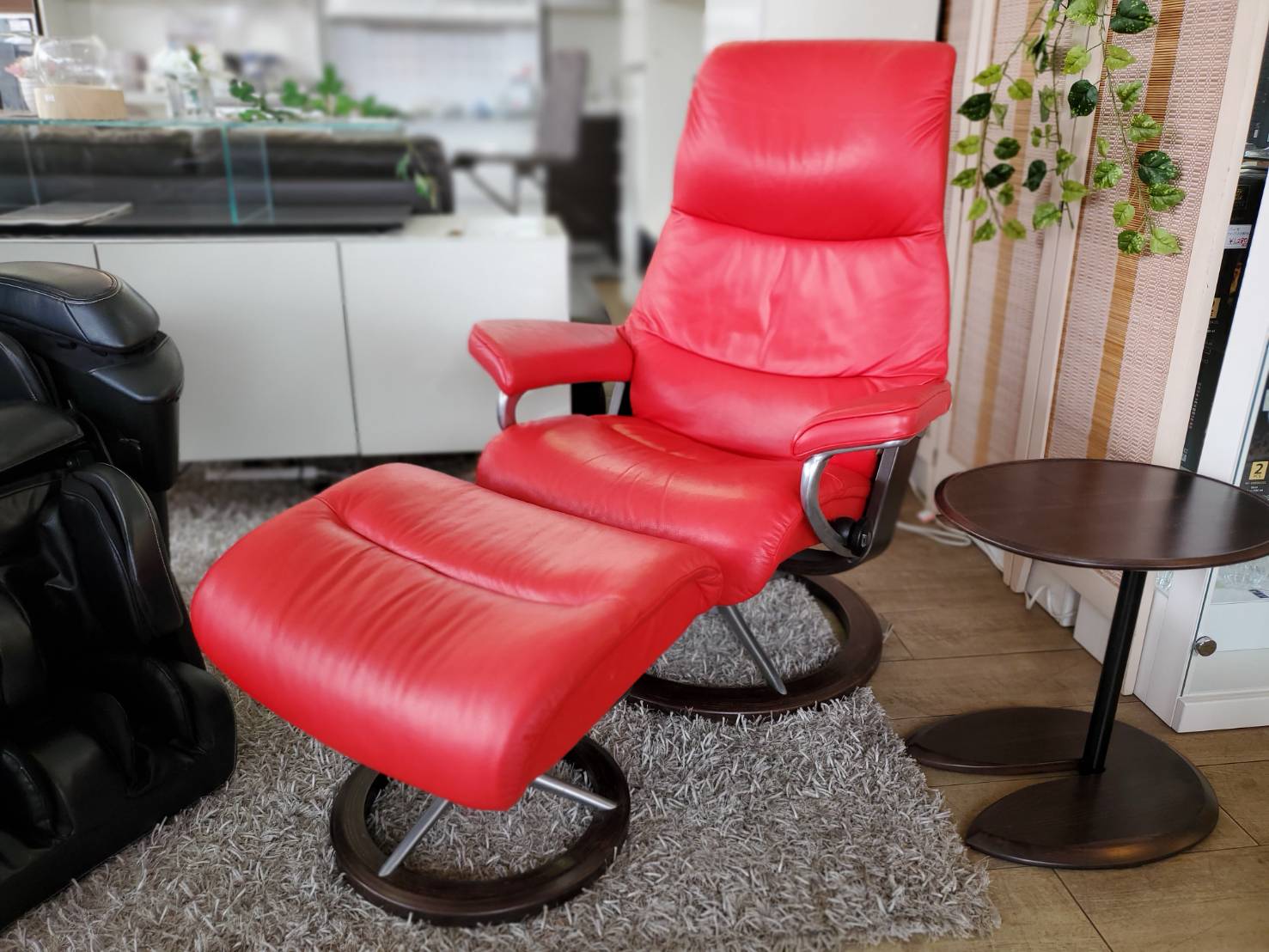 極美品　EKORNES リクライニングチェア 赤 ☆EKORNES エコーネス Stressless View ストレスレス ビュー