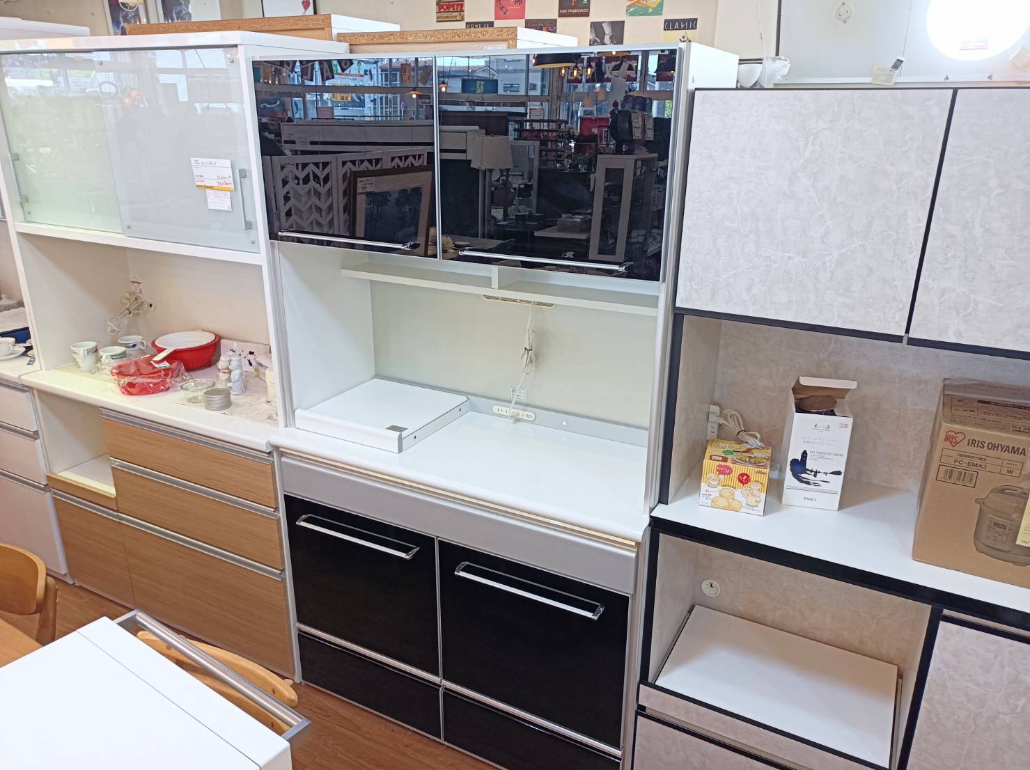 (株)丸仙工業 レンジボード 食器棚 ハイタイプ オープンボード ニーノ 1140PNA【ユーズドユーズ名古屋天白店】J2591 丸仙工業 レンジボード 食器棚 レンジ台 キッチンボード 買い取りまし