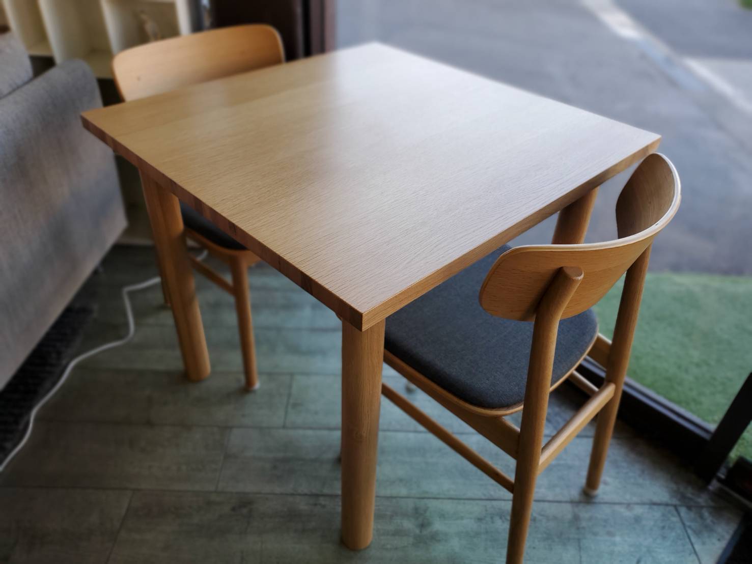 未使用品！ナチュラルカラーのダイニング3点セットのご紹介です！ ☆MUJI 無印良品 ダイニング3点セット 天然木 オーク材 突板
