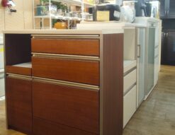 シギヤマ家具 ソフトクローズ ブラウン ハイカウンター 高級感 幅100 キッチンカウンター