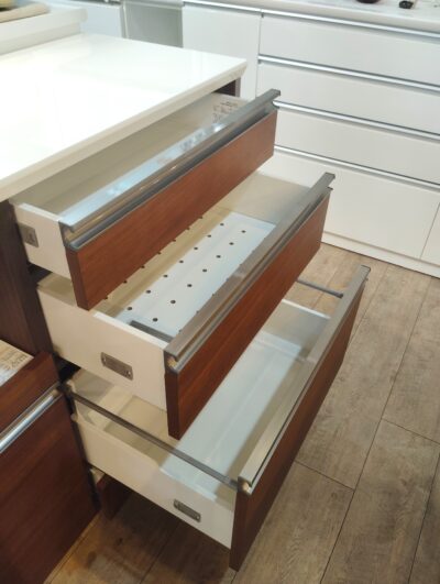 シギヤマ家具 ソフトクローズ ブラウン ハイカウンター 高級感 幅100 キッチンカウンター 3