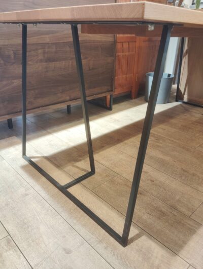 ナガノインテリア DT605 ホワイトオーク材 オイル仕上げ 日本製 6人掛け 回転チェア アイアン脚 ダイニング7点セット 2