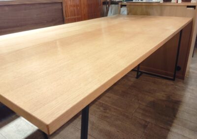 ナガノインテリア DT605 ホワイトオーク材 オイル仕上げ 日本製 6人掛け 回転チェア アイアン脚 ダイニング7点セット 3