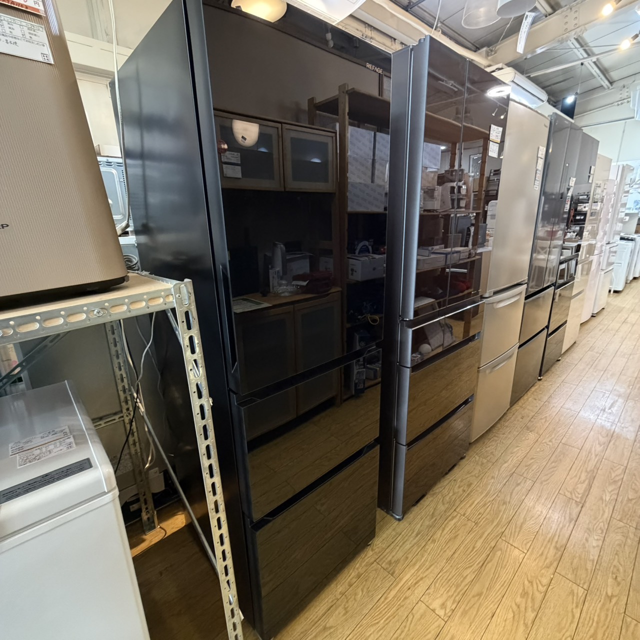 中古】ヤマダオリジナル 冷蔵庫 319L 右開き 3ドア YRZ-F32MK ブラック