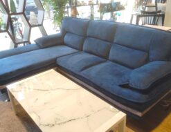 【展示品★】大型ソファ ファブリック L字型 ツートンカラー ブルー 右カウチ カウチソファ 1