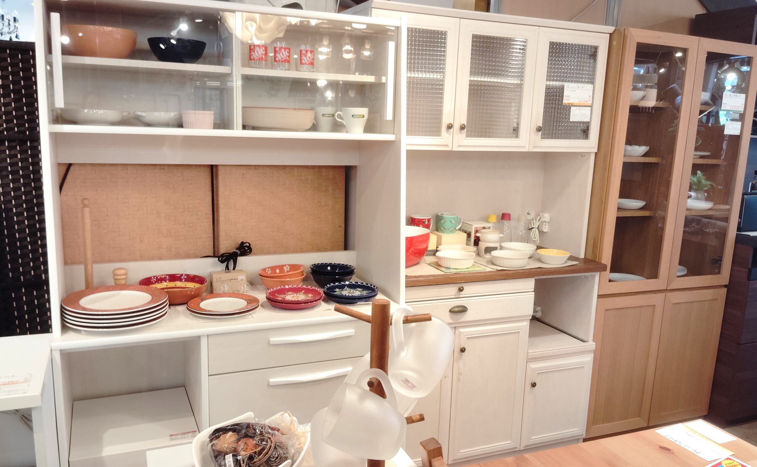 NITORI/ニトリ キッチンボード 白【ユーズドユーズ名古屋天白店】 見せる収納☆】ニトリ NNA002 KB100WW ホワイトウォッシュ 木目調 幅