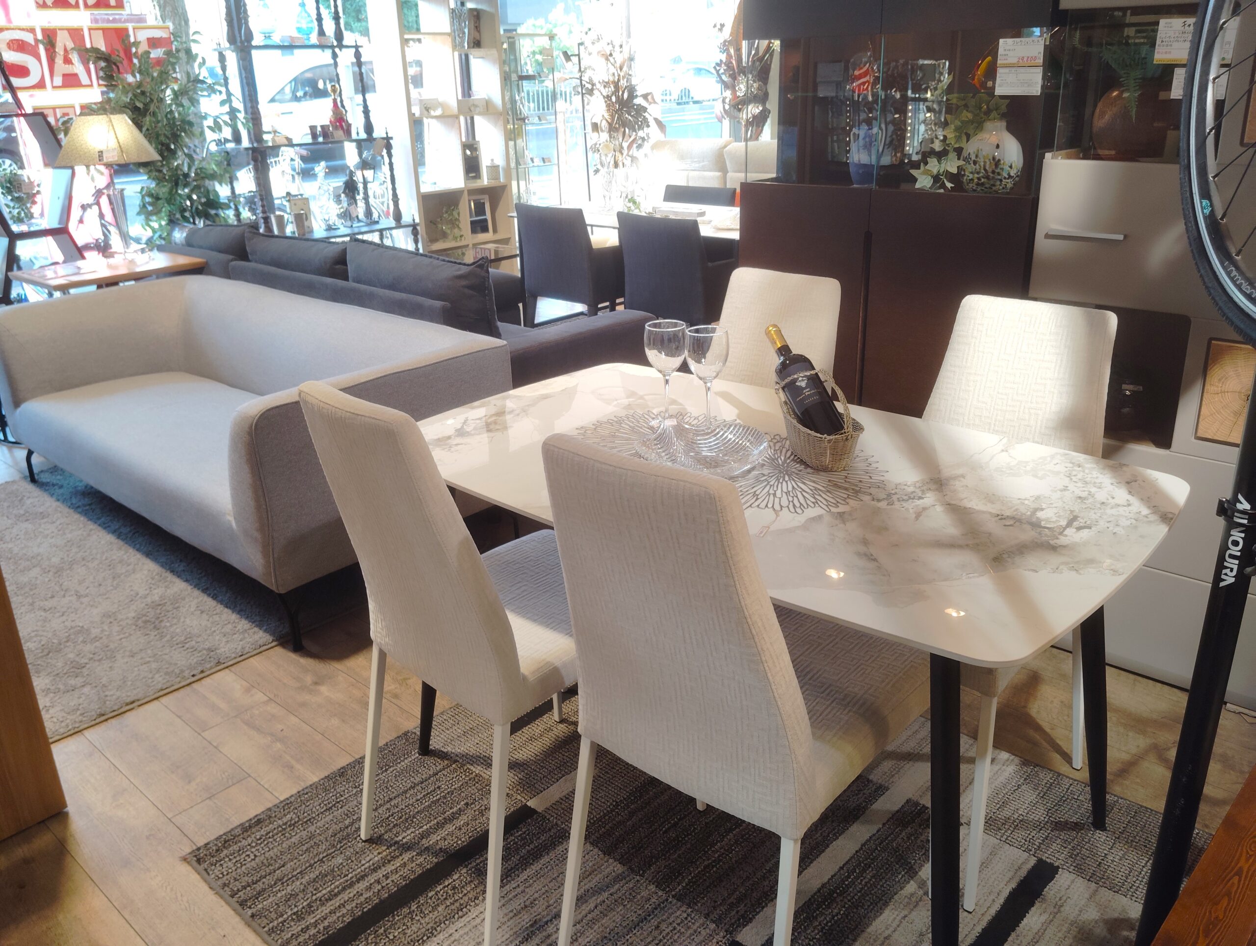展示品☆】サカイ工芸 ナル セラミックテーブル ホワイト系 calligaris