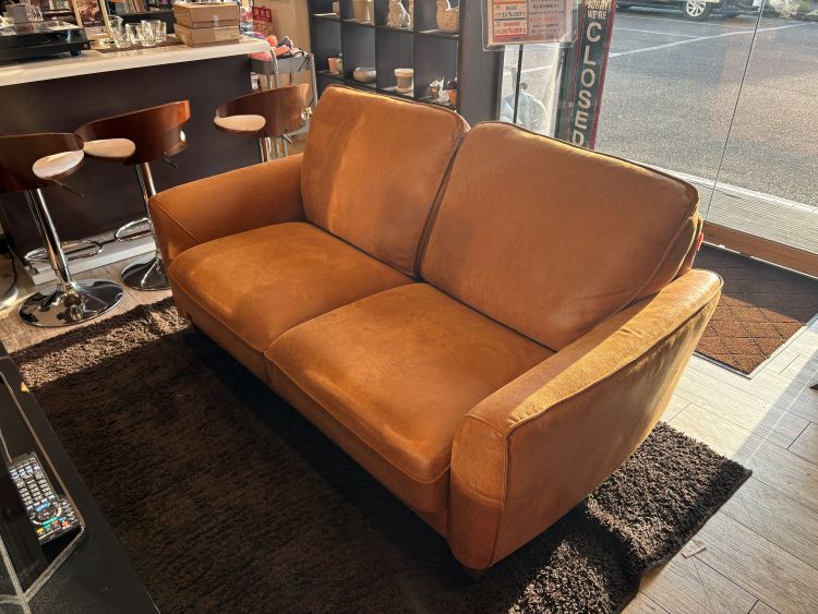 中古品】 2.5シーターソファ RELAX FORM レザーテックス仕様 キャメル