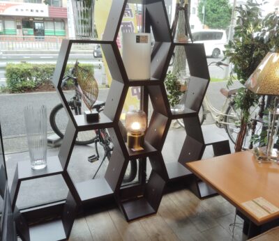 リビング家具 魅せる収納 収納家具 ラック 六角形 組み合わせ可 ダークブラウン ハニカムラック
