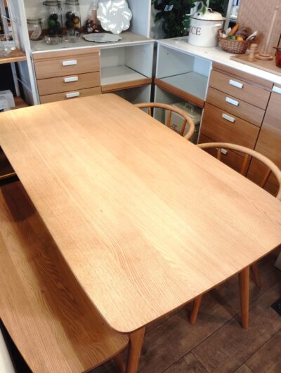 MOMO NATURAL OVAL TOP オーク材 オイル仕上げ スクエア TAHOチェア ベンチ 幅150 ダイニング4点セット 5