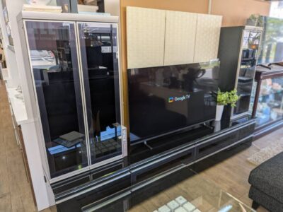 Pamouna　パモウナ　リビングボード　テレビボード　ミドルボード　テレビ台　TVボード　TV台　大型　VDシリーズ　壁面収納　大容量収納　ブラック　木目柄　鏡面仕上げ　ダイヤモンド杯グロス　廃盤品　リサイクルショップ　再良市場　天白　名東　昭和　千種　瑞穂　緑　日進　豊明　東郷　おススメ　オススメ お洒落　オシャレ　中古